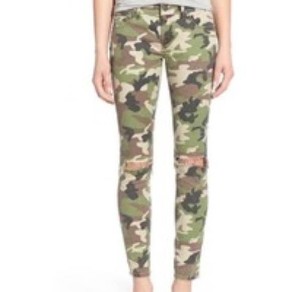 DL1961 Olive Camouflage Skinny Emma Power Knee-Rip Edition Legging XTWILL - Picture 1 of 5